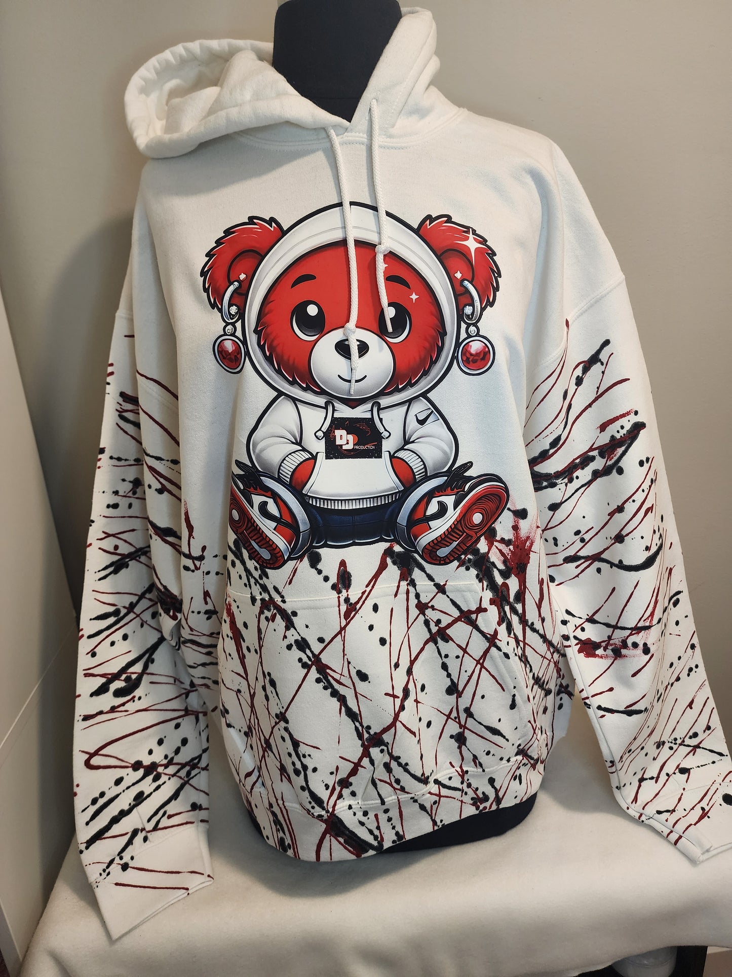 Handpainted Custom Teddy Bear Hoodie