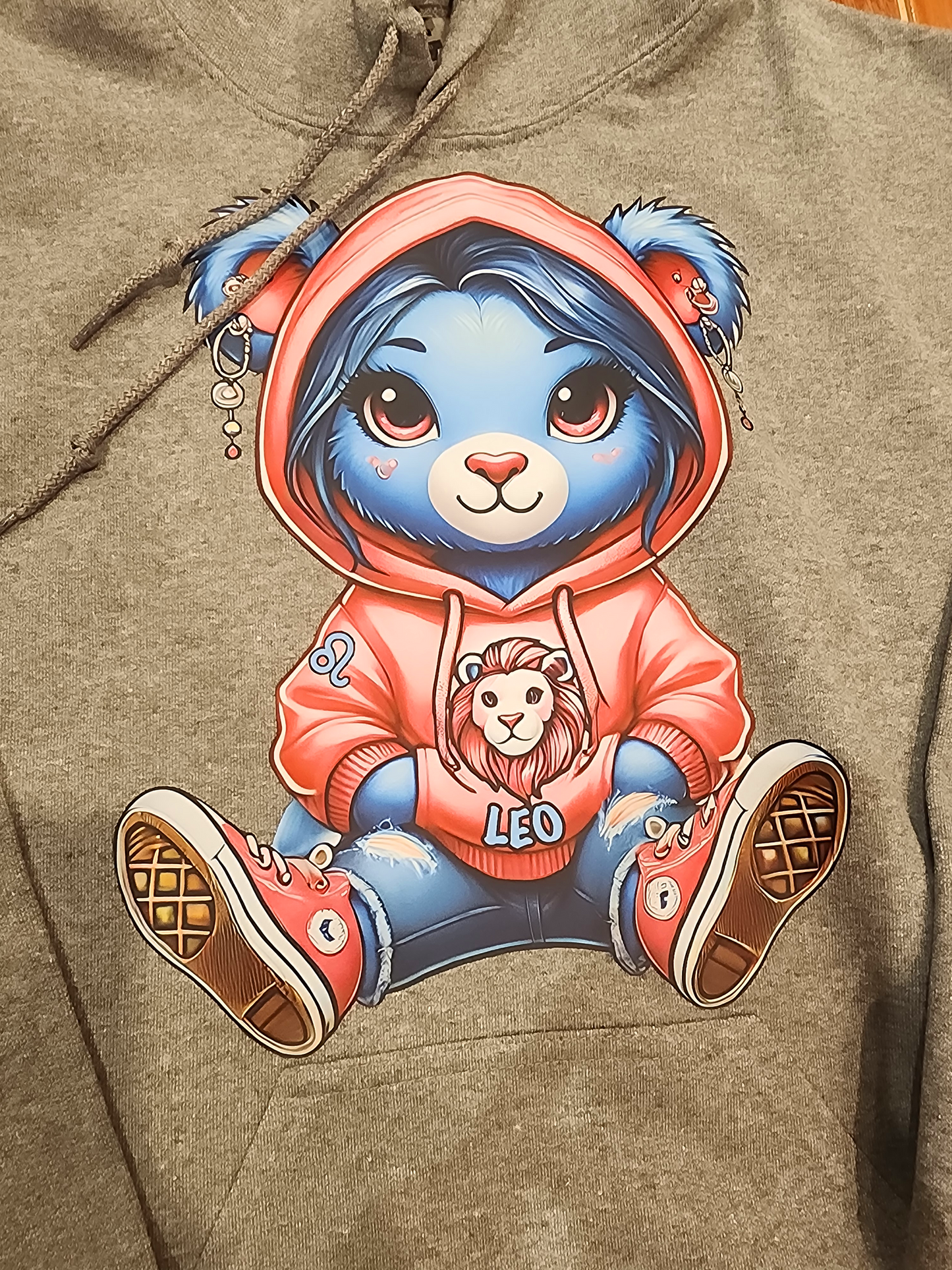 Handpainted Custom Zodiac Teddy Bear Hoodie