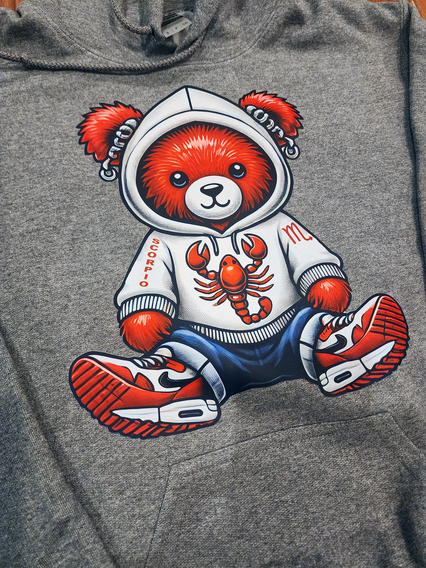 Handpainted Custom Zodiac Teddy Bear Hoodie