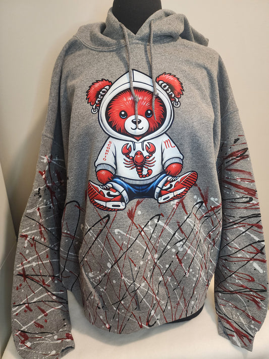 Handpainted Custom Zodiac Teddy Bear Hoodie