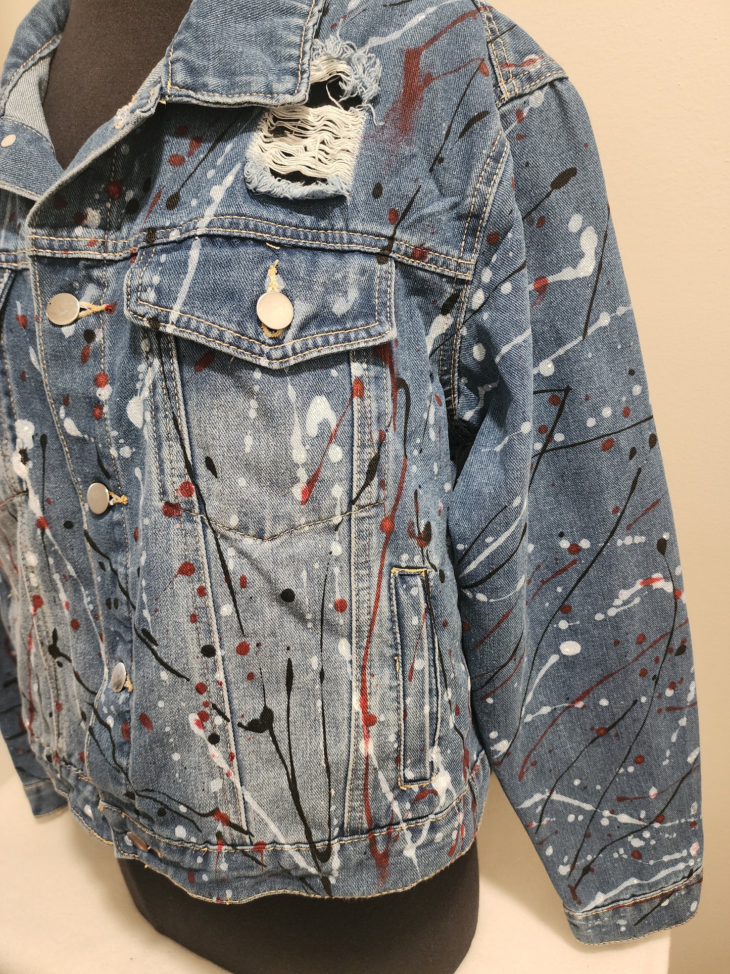 Custom Handpainted Splash Denim Jacket