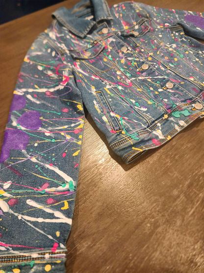 Custom Children's Handpainted Splash Denim Jacket